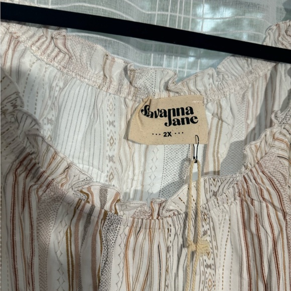 Savanna Jane Rose Embroidered Striped Romper - Picture 3 of 3